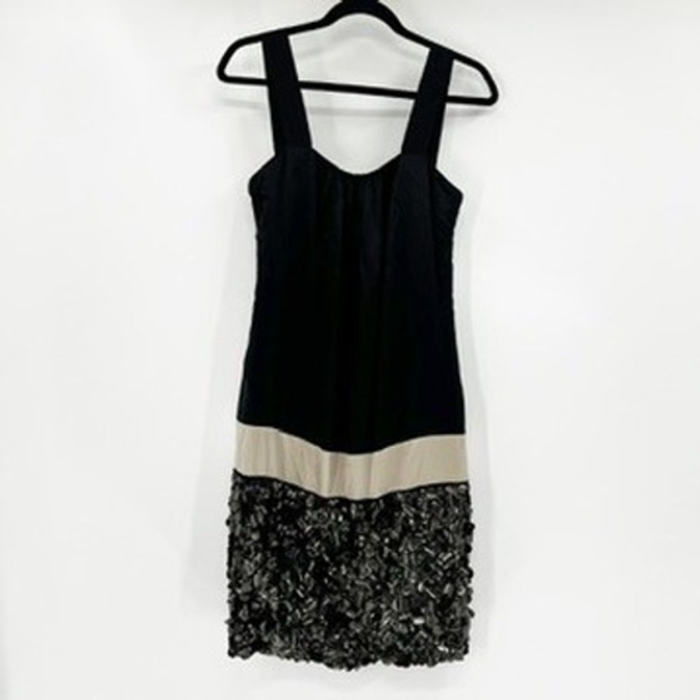 Lavender Label Vera Wang Black Beaded Sequin‎ Flapper Dress Party Evening Size 4